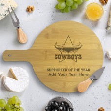 NRL Cowboys Round Bamboo Serving Board