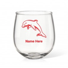 NRL Dolphins Stemless Wine Glass