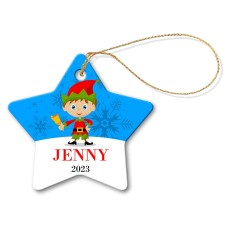 Elf Porcelain Christmas Star Ornament