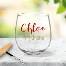 Festive Christmas Stemless Wine Glass