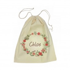 Flower Wreath Drawstring Library Bag