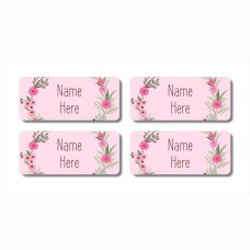 Flower Wreath Rectangle Name Label