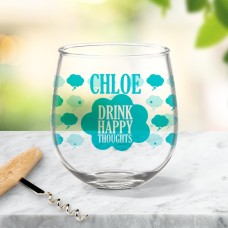 Happy Stemless Wine Glass
