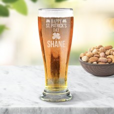 Happy St Patrick's Day Engraved Premium Beer Glass
