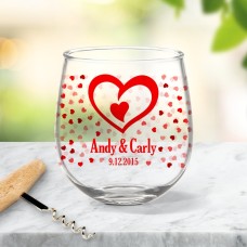 Hearts Stemless Wine Glass