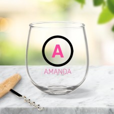 Initial Stemless Wine Glass