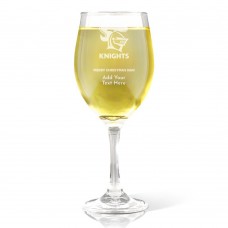 NRL Knights Christmas Engraved Wine Glass