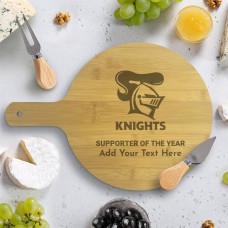 NRL Knights Round Bamboo Serving Board