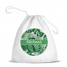 Leaves White Drawstring Bag