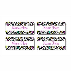 Leopard Print Rectangle Name Label