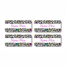 Leopard Print Rectangle Name Label