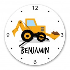 Yellow Digger Glass Wall Clock