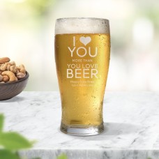 Love You Engraved Standard Beer Glass
