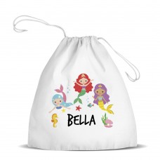 Mermaids White Drawstring Bag