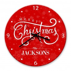 Merry Christmas Glass Wall Clock