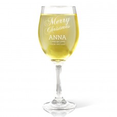 Merry Christmas Engraved Wine Glass