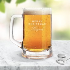 Merry Christmas Glass Beer Mug