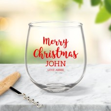 Merry Christmas Stemless Wine Glass