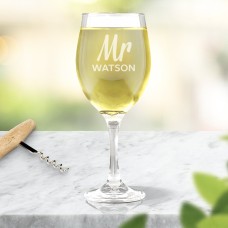 Mr Design Engraved Wine Glass