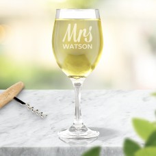 Mrs Design Engraved Wine Glass