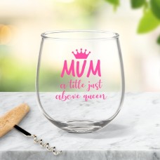 Mum Crown Stemless Wine Glass