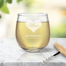 Mum In Heart Engraved Stemless Wine Glass