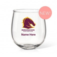 NRL Broncos Stemless Wine Glass