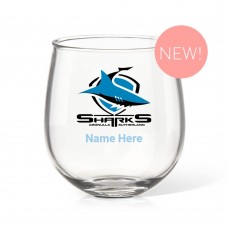 NRL Sharks Stemless Wine Glass