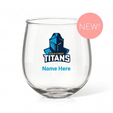NRL Titans Stemless Wine Glass