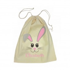 Pink Bunny Face Drawstring Bag