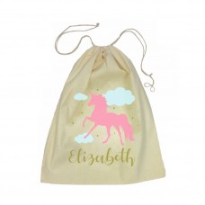 Pink Unicorn Drawstring Bag