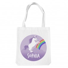 Purple Unicorn White Tote Bag
