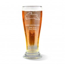 NRL Rabbitohs Christmas Engraved Premium Beer Glass