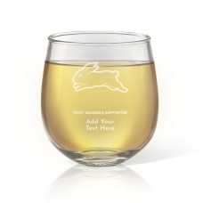 NRL Rabbitohs Engraved Stemless Wine Glass