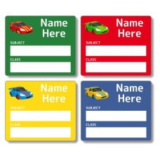 Race Cars School Book Labels