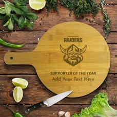 NRL Raiders Round Bamboo Serving Board