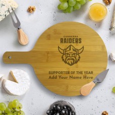 NRL Raiders Round Bamboo Serving Board