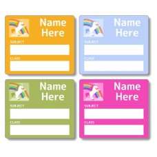 Rainbow Unicorn School Book Labels