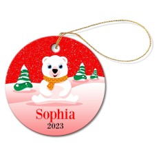 Red Snow Round Porcelain Ornament