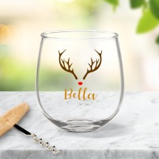 Reindeer Stemless Wine Glass