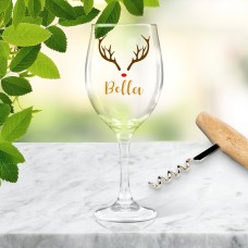 Reindeer Wine Glass