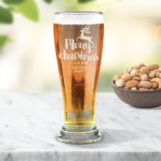 Reindeer Christmas Engraved Premium Beer Glass