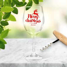 Reindeer Christmas Wine Glass