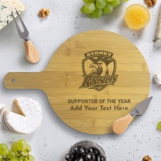 NRL Roosters Round Bamboo Serving Board