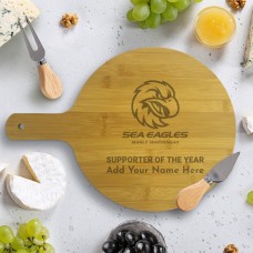 NRL Sea Eagles Round Bamboo Serving Board