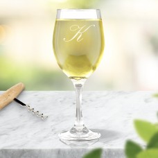 Single Initial Engraved Wine Glass