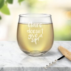 Sip Engraved Stemless Wine Glass
