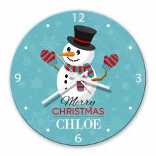 Snowman Glass Wall Clock