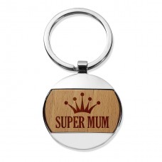 Super Mum Round Metal Keyring