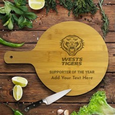 NRL Wests Tigers Round Bamboo Serving Board